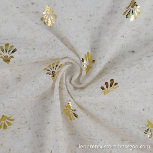 Foil Print Polyester Linen Knit Single Jersey Fabrics